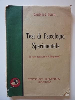 Seller image for TESI DI PSICOLOGIA SPERIMENTALE Ad Uso degli Istituti Magistrali" for sale by Historia, Regnum et Nobilia