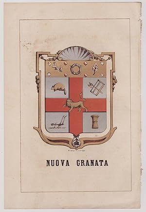 Stemma Nuova Granada Colombia Araldica Cromolitografia PAGNONI Milano 1857