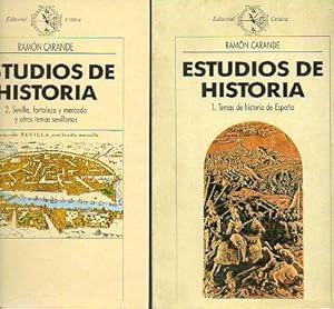 Imagen del vendedor de ESTUDIOS DE HISTORIA. 2 vols. I. TEMAS DE HISTORIA DE ESPAA. II. Sevilla, fortaleza y mercado y otros temas sevillanos. Prefacio de Bernardo Vctor Carande. a la venta por angeles sancha libros