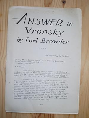 Answer to Vronsky