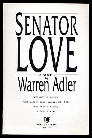 Seller image for Senator Love for sale by Between the Covers-Rare Books, Inc. ABAA
