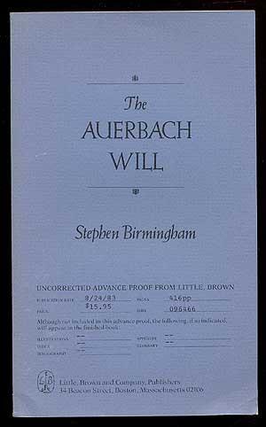 Bild des Verkufers fr The Auerbach Will zum Verkauf von Between the Covers-Rare Books, Inc. ABAA