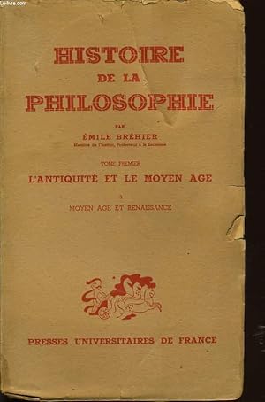 Bild des Verkufers fr HISTOIRE DE LA PHILOSOPHIE Tome 3 - moyen age et renaissance zum Verkauf von Le-Livre