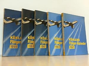 Köhlers illustrierter Flieger-Kalender Hier 1959, 1960, 1961, 1962 und 1963. Konvolut aus 5 Jahrg...