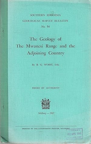 Seller image for Geology of the Mwanesi Range And the Adjoining Country. for sale by Tinakori Books