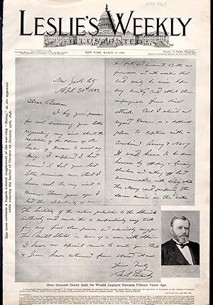 Image du vendeur pour PRINT: "How General Grant Said he Would Capture Havanna Fifteen Years Ago".facsimile and Portrait engravings from Leslie's Weekly, March 1, 1898 mis en vente par Dorley House Books, Inc.