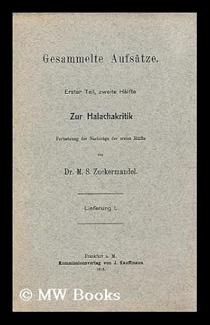 Bild des Verk�ufers f�r Zur Halachakritik / Dr. M. S. Zuckermandel zum Verkauf von MW Books Ltd.