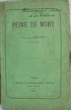 De la peine de mort,