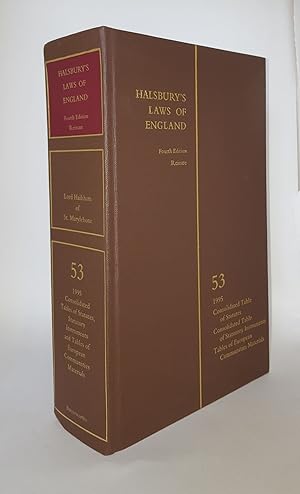 Seller image for HALSBURY'S LAWS OF ENGLAND Volume 53 1995 Consolidated Tables of Statutes Statutory Instruments and Tables of European Communities Materials for sale by Rothwell & Dunworth (ABA, ILAB)