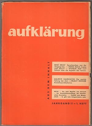 Image du vendeur pour Aufklrung. Jahrgang II, 1. Heft. mis en vente par Antiquariat Neue Kritik