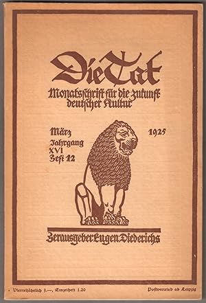 Immagine del venditore per Die Tat. Monatsschrift fr die Zukunft deutscher Kultur. Jahrgang XVI, Heft 12. venduto da Antiquariat Neue Kritik