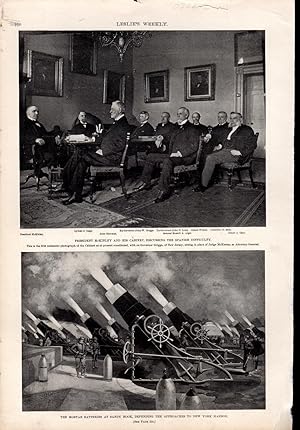 Immagine del venditore per PRINT: "President McKinley and His Cabinet Discussing the Spanish Difficulty". Photoengravings from Leslie's Weekly, April 7, 1898 venduto da Dorley House Books, Inc.