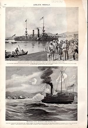 Seller image for ENGRAVING: "Peace in Puerto Rico--The New Orleans" Somes to Achor Under San Juan Guns". engraving from Leslie's Weekly, September 22, 1898 for sale by Dorley House Books, Inc.