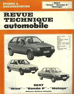 Bild des Verkufers fr REVUE TECHNIQUE AUTOMOBILE. SEAT "IBZA", "RONDA P", "MALAGA", MOTEURS (SYSTEM PORSCHE). zum Verkauf von Le-Livre