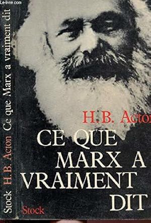 Bild des Verkufers fr Ce que Marx a vraiment dit - traduit de l'anglais par Anne Laurens zum Verkauf von JLG_livres anciens et modernes