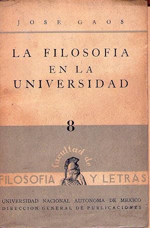 Imagen del vendedor de LA FILOSOFIA EN LA UNIVERSIDAD a la venta por Buenos Aires Libros
