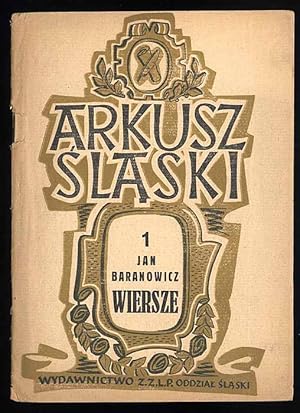 Imagen del vendedor de Arkusz slaski. Z.1: Baranowicz Jan: Wiersze a la venta por POLIART Beata Kalke