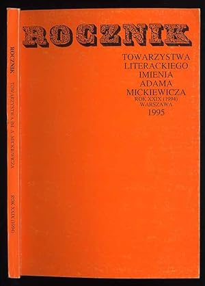 Imagen del vendedor de Rocznik Towarzystwa Literackiego imienia Adama Mickiewicza. R.29 (1994) a la venta por POLIART Beata Kalke