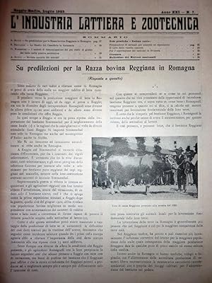 "Reggio Emilia, Luglio 1923 - L'INDUSTRIA LATTIERA E ZOOTECNICA ( L'INDUSTRIA DEL LATTE ). Organo...