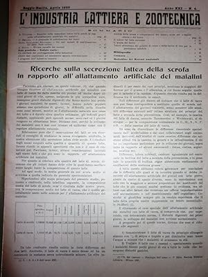 "Reggio Emilia, Aprile 1923 - L'INDUSTRIA LATTIERA E ZOOTECNICA ( L'INDUSTRIA DEL LATTE ). Organo...