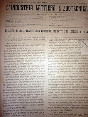 "Reggio Emilia, 15 Ottobre / 1° Novermbre 1920 - L'INDUSTRIA LATTIERA E ZOOTECNICA ( L'INDUSTRIA ...