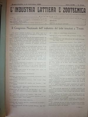 "Reggio Emilia, 1 - 15 Settembre 1920 - L'INDUSTRIA LATTIERA E ZOOTECNICA ( L'INDUSTRIA DEL LATTE...