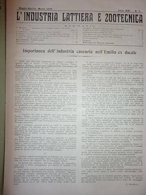 "Reggio Emilia, Marzo 1923 - L'INDUSTRIA LATTIERA E ZOOTECNICA ( L'INDUSTRIA DEL LATTE ). Organo ...