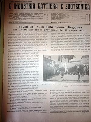 "Reggio Emilia, Luglio 1922 - L'INDUSTRIA LATTIERA E ZOOTECNICA ( L'INDUSTRIA DEL LATTE ). Organo...