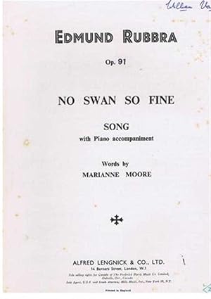 No Swan So Fine, Op. 91, song with Piano accompaniment