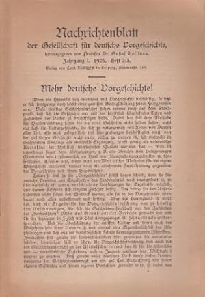 Seller image for Nachrichtenblatts der Gesellschaft fr deutsche Vorgeschichte. Konvolut mit 12 Heften, enthalten sind: 1. Jg. 1925, Heft 2/3+4/5 /2. Jg. 1926, Heft 1-6 / 3 Jg. 1927, Heft 1,2,3,5. for sale by Antiquariat Carl Wegner