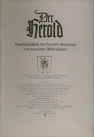 Der Herold. Vierteljahresschrift für Heraldik, Genealogie und verwandte Wissenschaften. Konvolut ...