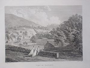 An Original Antique Engraved Print Ilustrating a View of Matlock in Derbyshire. Published in 1794.