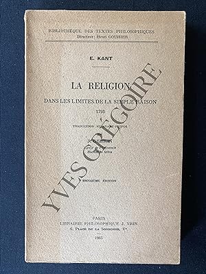 LA RELIGION DANS LES LIMITES DE LA SIMPLE RAISON 1793
