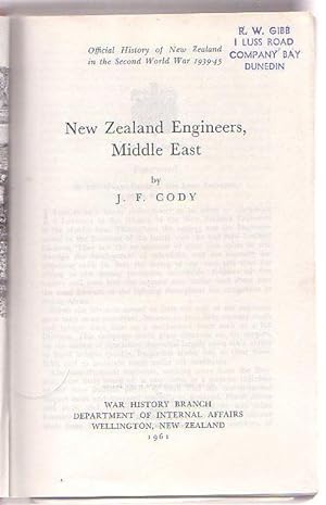 Bild des Verkufers fr New Zealand Engineers, Middle East [Series Title: Official History of New Zealand in the Second World War 1939-45] zum Verkauf von Renaissance Books, ANZAAB / ILAB
