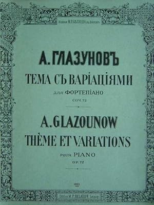 Imagen del vendedor de Thme et Variations pour Piano. Op. 72. a la venta por Antiquariat Tarter, Einzelunternehmen,