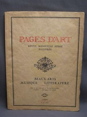 Pages d'Art. Revue Mensuelle Suisse Illustrée. Beaux-Arts - Littérature - Musique. Numero 1 - Mai...