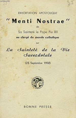 Image du vendeur pour EXHORTATION APOSTOLIQUE "MENTI NOSTRAE" DE SA SAINTETE LE PAPE PIE XII AU CLERGE DU MONDE CATHOLIQUE SUR LA SAINTETE DE LA VIE SACERDOTALE (23 SEPTMEBRE 1950) mis en vente par Le-Livre