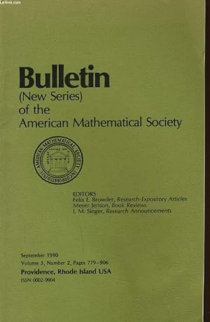 Seller image for BULLETIN (new series) OF THE AMERICAN MATHEMATICAL SOCIETY vol 3 number 2 for sale by Le-Livre