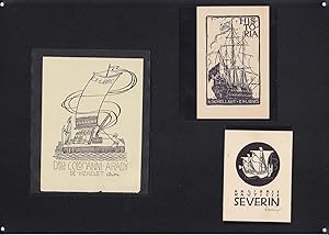 3 EX-LIBRIS DE: DRIS. COLOMANNI ARADY DE VIZKELET, A. SCHELLART y NAUTICIS SEVERIN