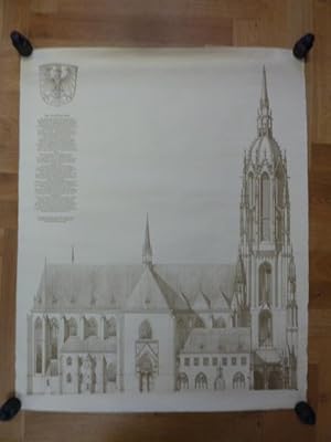 Plakat 'Der Frankfurter Dom' nach einer Zeichnung des Dombaumeisters Franz Josef Denzinger,