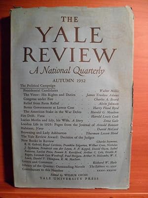 Immagine del venditore per The Yale Review a National Quarterly Autumn 1932 venduto da Rose City Books