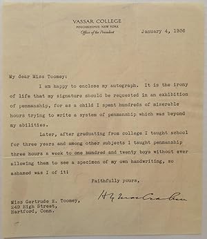 Amusing Typed Letter Signed about Penmanship