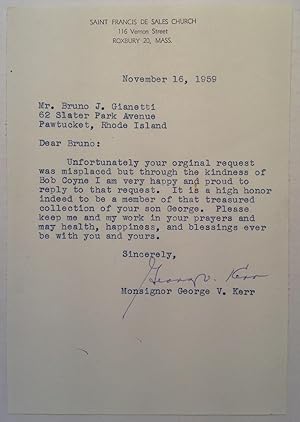 Seller image for Typed Letter Signed by a Football Player for sale by Argosy Book Store, ABAA, ILAB