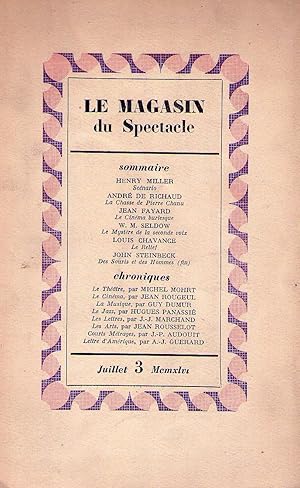 Imagen del vendedor de LE MAGASIN DU SPECTACLE - No. 3, julliet 1946 a la venta por Buenos Aires Libros