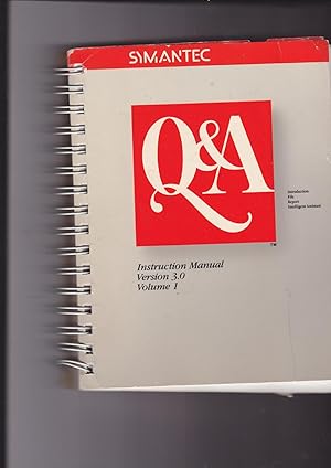 Bild des Verkufers fr Q & A Instruction Manual Version 3.0 Volume 1 and Volume 2 + 2 booklets: Quick Reference Guide; An Introduction to Lookup Commands in Q&A Version 3.0 zum Verkauf von Meir Turner