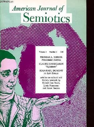 Bild des Verk�ufers f�r AMERICAN JOURNAL OF SEMIOTICS vol 3 number 3 zum Verkauf von Le-Livre
