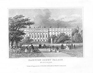 Bild des Verkufers fr Hampton Court Palace, Middlesex - An Original Antique Engraved View zum Verkauf von K Books Ltd ABA ILAB