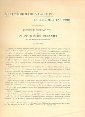 Immagine del venditore per Sulla possibilit� di trasmettere la pellagra alla scimmia. venduto da Libreria Piani