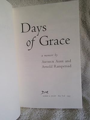 Imagen del vendedor de Days of Grace a la venta por Prairie Creek Books LLC.