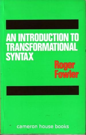 Immagine del venditore per An Introduction to Transformational Syntax venduto da Cameron House Books